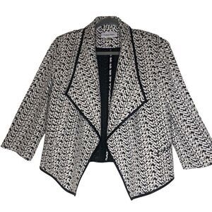 Calvin Klein White & Black Woven Open Front Jacket Career, Normcore,  Academia